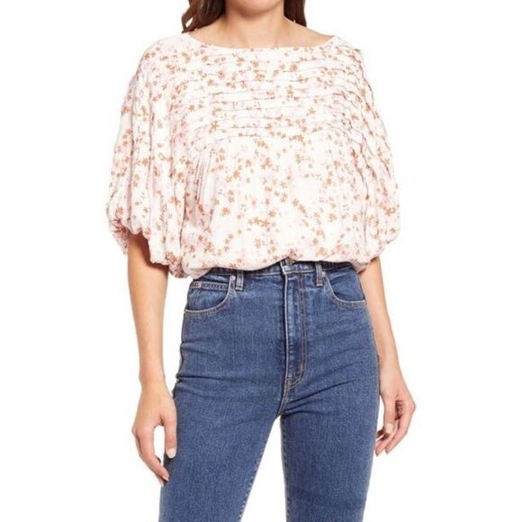 Free People Dessa Lightweight Wide Collar Woven Floral Bodysuit Women's XS - Picture 2 of 15